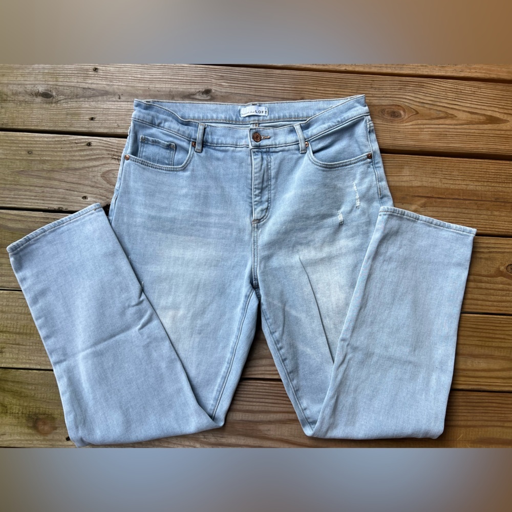 Loft The Girlfriend Light Wash Jeans - women’s size 14/32 - Picture 5 of 10